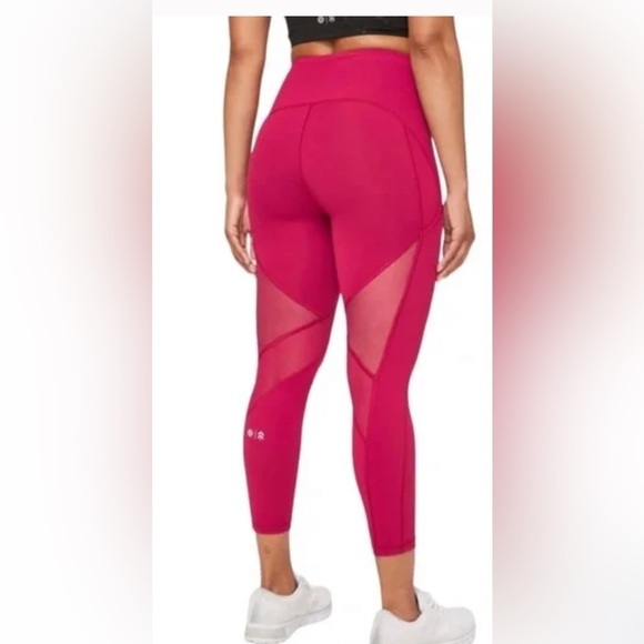 Lululemon Athletica X Barry’s Leggings Size 4 Ruby Red mesh and pockets - Picture 2 of 6